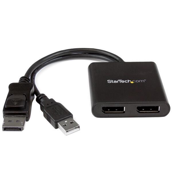 DisplayPort naar DisplayPort Multi-Monitor Splitter - 2-poorts MST Hub Product ID: MSTDP122DP Met deze MST hub kunt u twee schermen aansluiten op uw DisplayPort (DP) 1.2 Windows laptop of desktop.