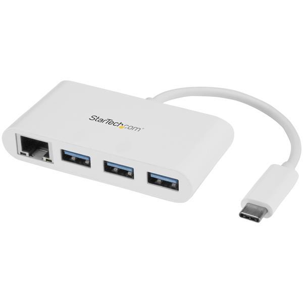 3-poorts USB 3.0 Hub met Gigabit Ethernet - USB-C - wit Product ID: HB30C3A1GEA Hier is een absoluut noodzakelijke accessoire voor uw MacBook Pro, Chromebook of laptop met USB- C. Deze USB 3.