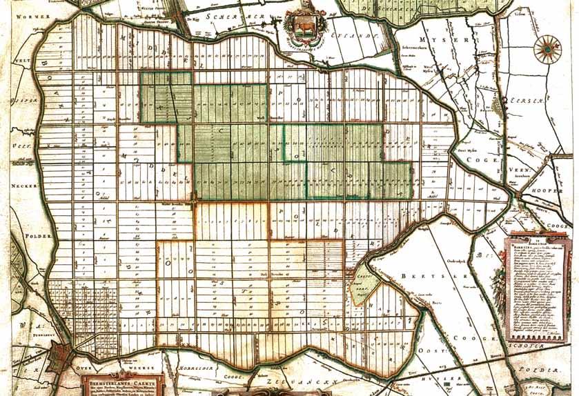 De Beemster De keuze voor een vierkante gridstructuur voor de Beemster kwam aan het begin van de optimalisatie van de verkaveling voor agrarische gebruik. 2 17e eeuw allerminst uit de lucht vallen.