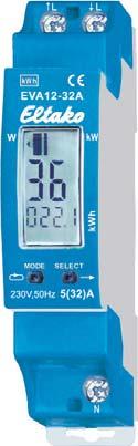 Energieverbruik meter EVA12 met display EVA12-32A Veld 1 Veld 2 Veld 3 Veld 1 Veld 2 Veld 3 Maximale stroom 32A, Stand-by verlies slechts 0,5 Watt.