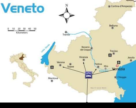 en de delta van de Po en in het westen het Gardameer als grens met Lombardije. Veneto is de bakermat van de Prosecco wijn en de spritz. Ook tiramisù en carpaccio vinden hun oorsprong in deze regio.