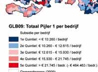 Regio s met de hoogst uitbetaalde bedragen van directe betalingen per hectare zijn de Veenkoloniën, de Gelderse vallei en verspreide gebieden in