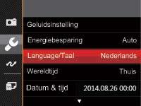 De taal opnieuw instellen Nadat u de taal de eerste keer hebt ingesteld, kunt u op de volgende manier de taal opnieuw instellen. 1.