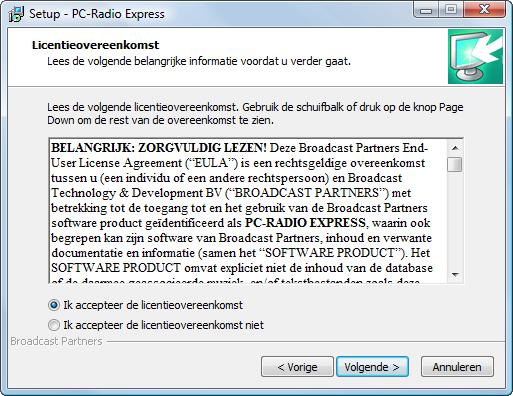 Configuratie en installatie PC-Radio Express