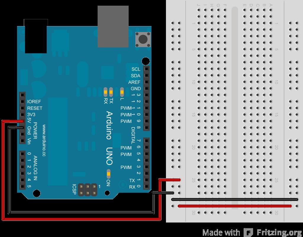 De Arduino voert vervolgens je geschreven script uit en zorgt voor de uitvoer.