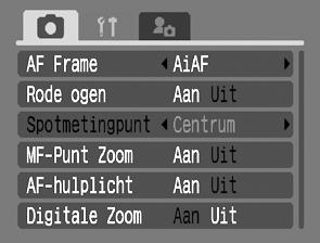 Menu's Opname, Keuze, Print, Instellen en Mijn camera Via deze menu's kunt u eenvoudig de gewenste opname-, weergave- of afdrukinstellingen opgeven.