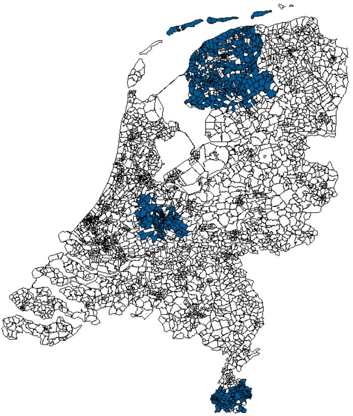 Bijlage 4 Regio afbakening voor regio analyses Definitie: Voor de regio afbakening is marktaandeel gedefinieerd als het aantal patiënten dat zorg ontvangt bij de betrokken aanbieders ten opzichte van