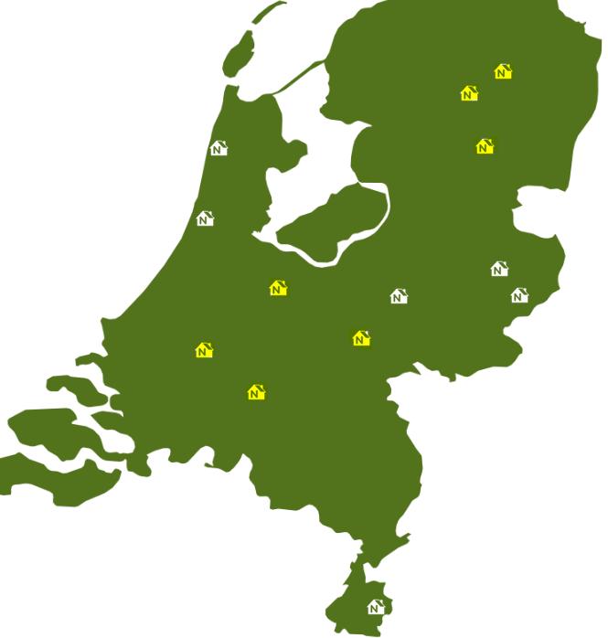 Locaties (geel gemarkeerd) Contact IBO-Nederland maakt deel uit van een Europees netwerk, met kantoren in verschillende landen.