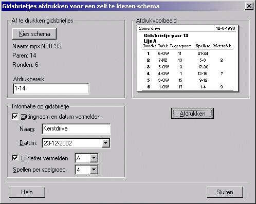 Gidsbriefjes afdrukken 207 Gidsbriefjes afdrukken Vanuit het schemamenu kunt u gidsbriefjes afdrukken voor een zelf te kiezen schema.