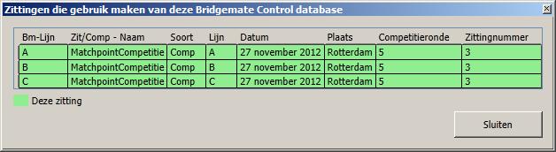 Zittingen samenvoegen in één Bridgemate Pro/II scorebestand 231 Onderstaand ziet u een voorbeeld van hoe het scherm eruit ziet nadat u de naam van het scorebestand heeft gewijzigd.