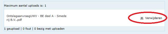 documenten geüpload heeft. U ziet de titel van het document in het uploadmenu.