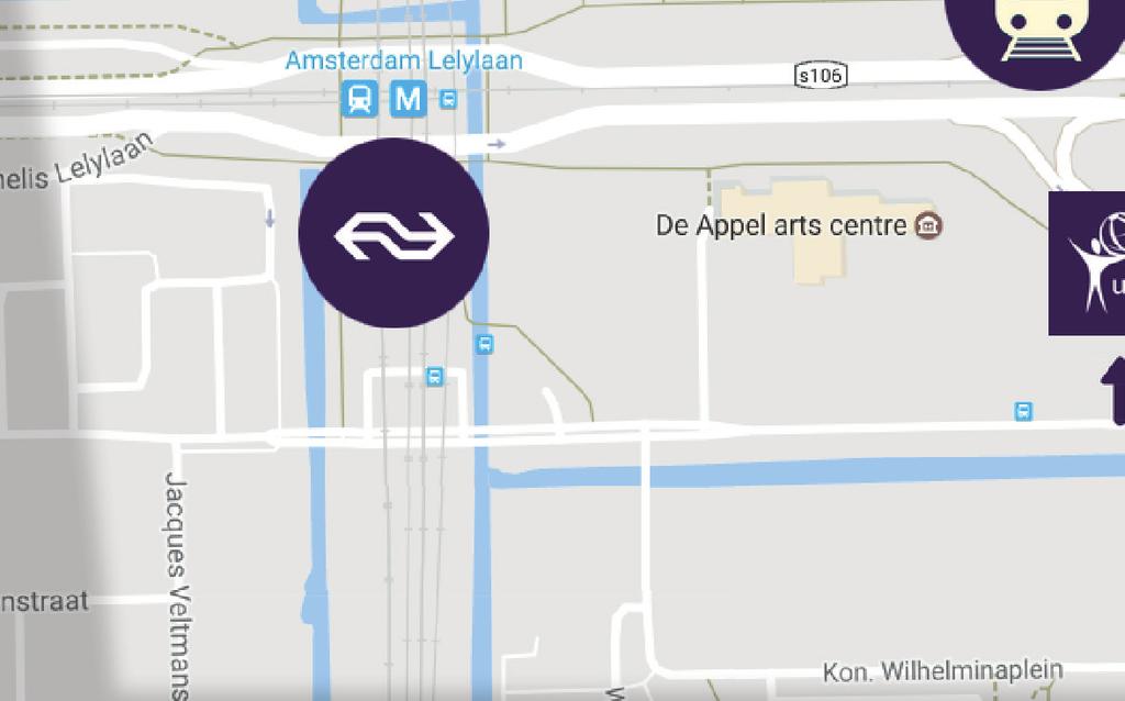 Afslag snelweg A10 Openbaar vervoer Vanaf station Lelylaan is het 5 minuten lopen naar ons pand.