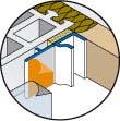 Beschermingsstrip Het elastische PE-Afdichtingsband (2) dient voor montage van het APU-profiel aan het raam-/deurkozijn of andere bouwdelen en vangt (beperkt) bewegingen