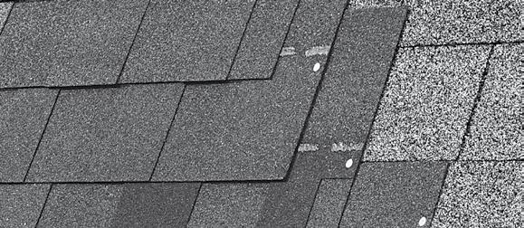 nagels zichtbaar blijven. Snij voor het afdekken van nok- en hoekkeper stukken uit rechthoekige bitumenleien (1) of uit het gebruikte bitumenleitype.