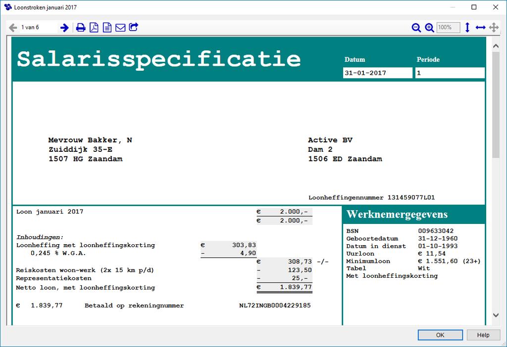 Blanco loonstroken of voorbedrukt U kunt u de loonstroken van de geselecteerde werknemers afdrukken op blanco loonstroken, of op voorbedrukte loonstroken van Loon Salarissoftware.