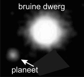 Opgave 2 Een bruine dwerg figuur 1 Infraroodfoto door het European Southern Observatory genomen in 2004 Figuur 1 is een foto van een ster met zijn planetaire begeleider.