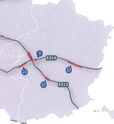 Investeringsprojecten op E313 E314 Verhoging brug over Albertkanaal door De Vlaamse Waterweg NV Structureel onderhoud E314 Halen Lummen en Genk