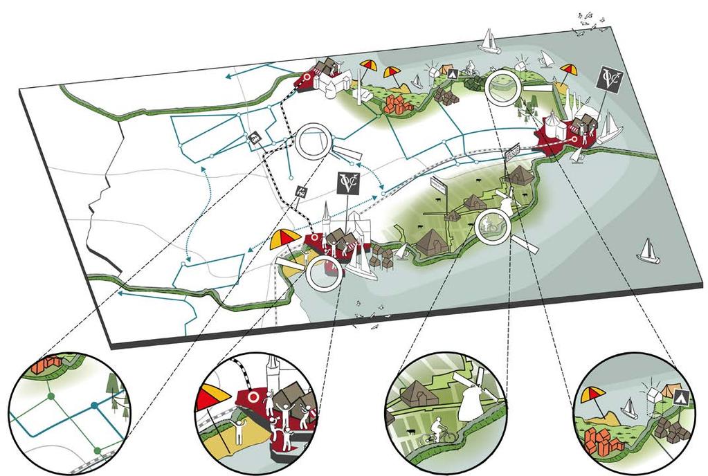 Aantrekkelijk recreatieve routenetwerken in landelijk gebied De steden bieden ruimte voor de recreatie, havens, stranden en