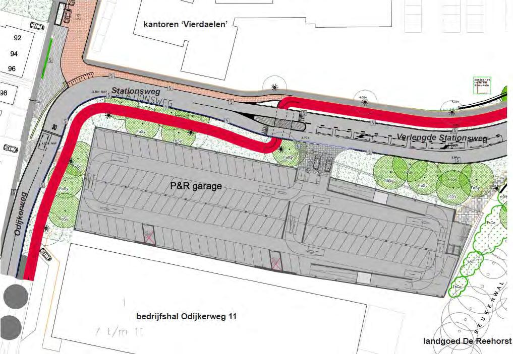 Afbeelding 9 - Locatie parkeergarage ten zuiden van het station 2.3.5 Ontsluitingen Door het project wijzigt een aantal ontsluitingen op de aangrenzende percelen.