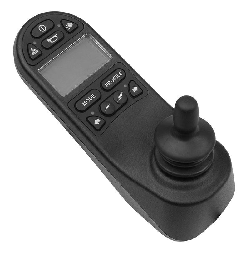 Bedieningspaneel R-net met LCD-monochroomscherm Algemeen Het bedieningspaneel bestaat uit een joystick, functieknoppen en een display.