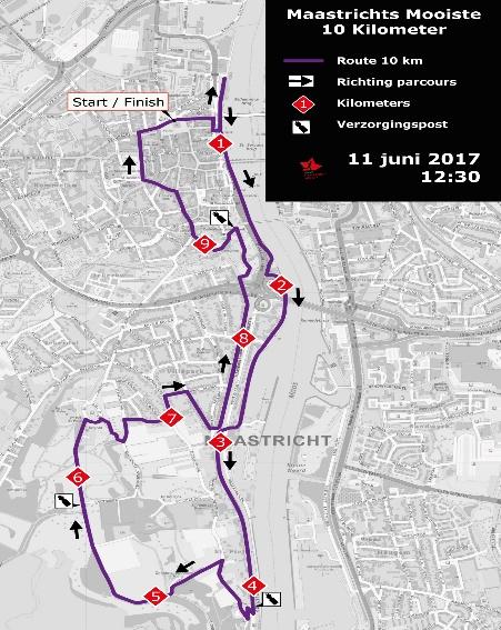 De start van Univé Maastrichts Mooiste 5 km is op de Markt in Maastricht, naast het historische stadhuis van Maastricht.