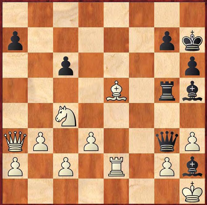 Dg4, f5 18.exf6 e.p, Pxf6 19.Dg6, Ld7 Op weg naar de koningsvleugel... 20.Pe5, Le8 21.Dg3, Ld6 Pent het paard. 22.f4, Kh7 23.Pe2, d4 Sluit Lb2 af 24.Pc4, Sterk veld Ph5 25.Dg4, Lxf4 wint pion 26.