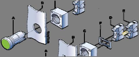 houder voor opklikken 3 elementen 14 3SB3001-0DA31 11,00 16 A Verlichte drukknop, vlak, kunststof, houdcontact, groen, incl.