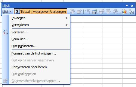 Lijst, Tabel of Database in Excel. Een Database heeft van Microsoft de naam Lijst (Excel 2003) of Tabel (Excel 2007) meegekregen.