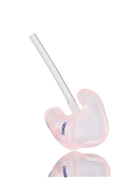 FORMAAT gesloten oorstukje Dit oorstukje sluit zowel de gehoorgang als de oorschelp af. Het kan gebruikt worden bij alle AHO toestellen en is geschikt bij zwaar gehoorverlies.