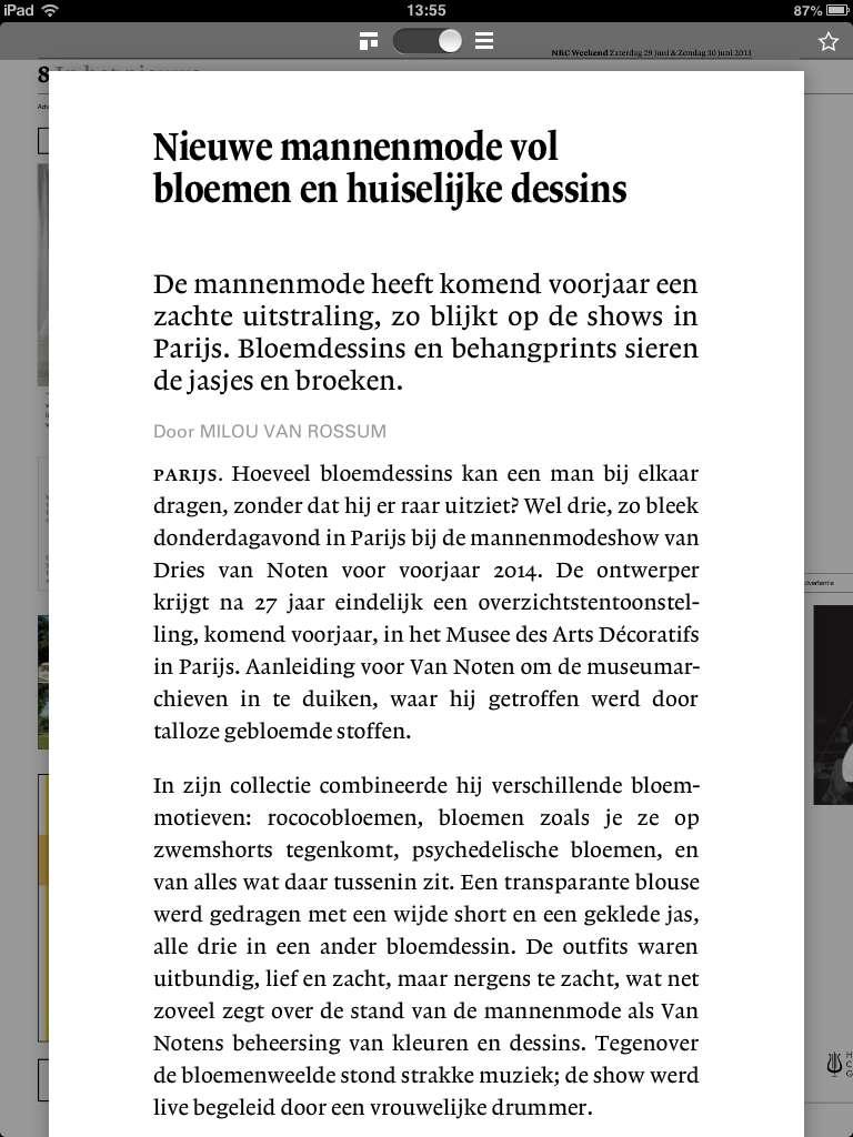 U kunt de tekst van een geopend artikel