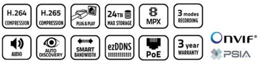 IP TruVision TVN-xxS, meerkanalen IP Netwerk Video Recorder Keuze Maximaal aantal IP ingangen Interne Hard-disk capaciteit (Tbytes) Laag model voor HDD s Interne POE switch (kanalen) POE/POE+ Budget