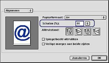 2 In het veld Schalen (%) voert u het percentage in waarin het document moet worden verkleind of vergroot. Voer een getal tussen 25 en 99 in als u een document verkleind wilt weergeven.