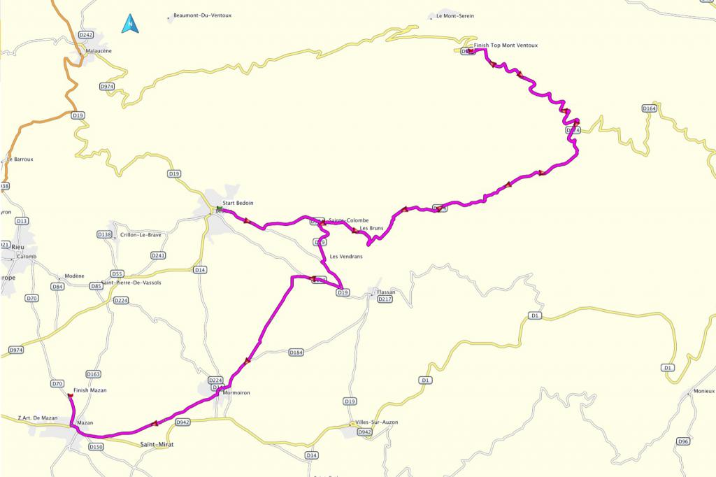 Je mag natuurlijk ook rechtstreeks naar de startlocatie komen. In Bédoin vindt de massastart samen met alle anderen deelnemers plaats waar via de zijde van Bédoin de Mont Ventoux wordt bedwongen.