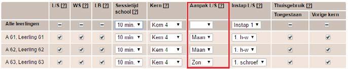 Hiermee zorgt u ervoor dat in de leerlingsoftware geoefend kan worden met de nieuwe letter of woordtype. Eventueel kunt u in Digiregie de kern en instap ook per leerling apart instellen.