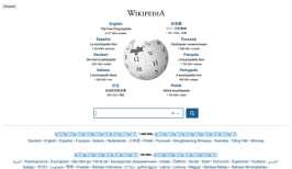 6. De adresbalk is nu leeg. Je typt daar het volgende in: www.wikipedia.org Je ziet nu de beginpagina van de site WWW.WIKIPEDIA.ORG. Dat ziet er zo uit. 7.