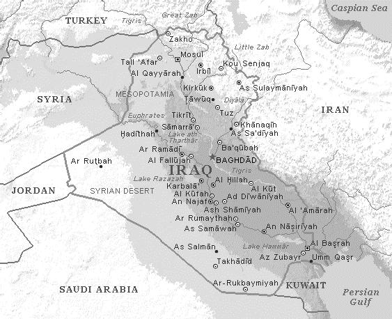 Bijlage 1. Landkaart Bron: http://home.achilles.net/~sal/iraqmaps.html Deze kaart is ontworpen voor publieksvoorlichting en is geen officieel document.