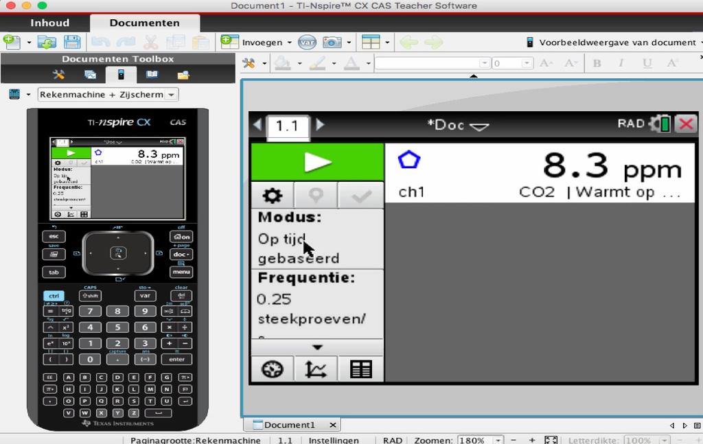 Instellingen TI-Nspire en sensor Tutorial In deze tutorial wordt gedemonstreerd hoe de instellingen op het grafisch rekentoestel aangepast