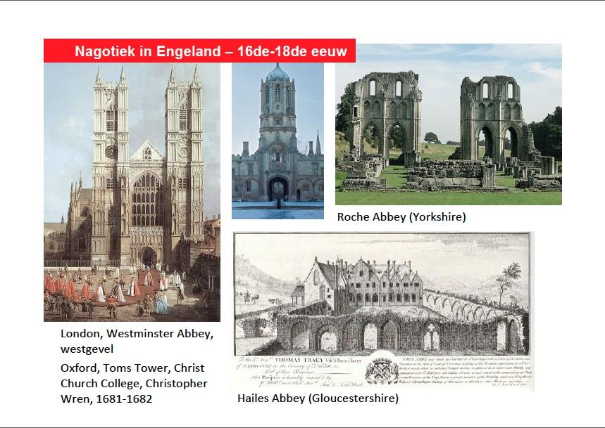 Dit door Hendrik de 8e omdat hij een nieuwe religie opstartte. De Anglicaanse kerk. Hij gaat talrijke abdijen afschaffen, dit zorgt er voor dat er overal ruïnes komen te staan in gotische stijl.