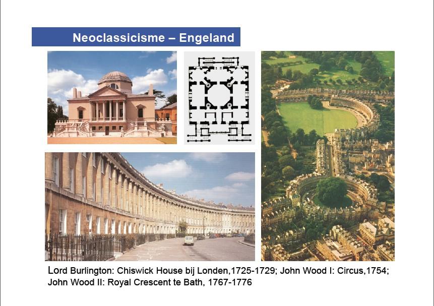 Neoclassicisme 1. In Engeland was de Barok minder aanwezig (want protestants) dus Neoclassicisme ontstond hier veel vroeger.