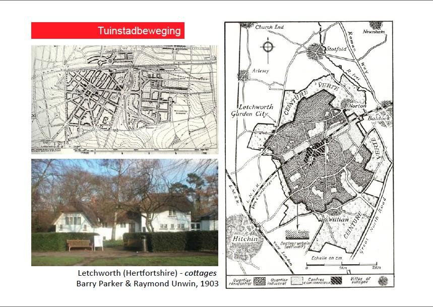 Art Nouveau en Avant-Garde. Unwin krijgt de kans om zijn stad te bouwen. De eerste tuinstad. Na WOI wordt dit een model voor de wederopbouw van vernielde steden. Werd wereldwijd verspreid.