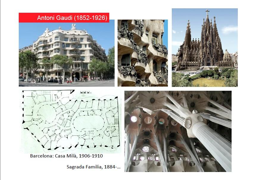 Art Nouveau en Avant-Garde. Antoni Gaudi had een heel andere kijk op de Art Nouveau dan Horta. Hij verwees naar grotten en rotsen ipv bloemen en rijzende zonnen.