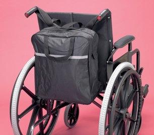 Accessoires voor rolstoel en scooter Opbergtas voor achteraan de rolstoel Economy Deze waterdichte nylon opbergtas past op bijna elke rolstoel. Voorzien van ritssluiting en handvatten.