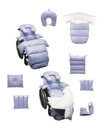 Accessoires voor rolstoel en scooter Integraal rolstoelkussen antidecubitus, vulling holle vezel, hoes katoen A18 Set de coussins fabriqués en 100% coton et fibres creuses de polyester siliconé.