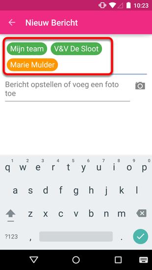 Om een eerder gekozen ontvanger te deselecteren kun je op de ontvanger klikken.