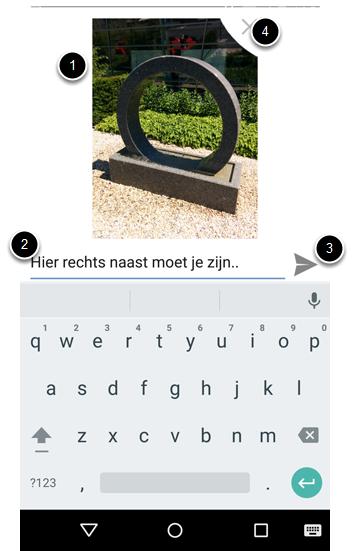 1. Als je opnieuw een foto wilt maken, klik je op terug. 2. Als je tevreden bent met de gemaakte foto, bevestig je dit. 3. Als je geen foto wilt versturen, klik je op het kruisje. 1.