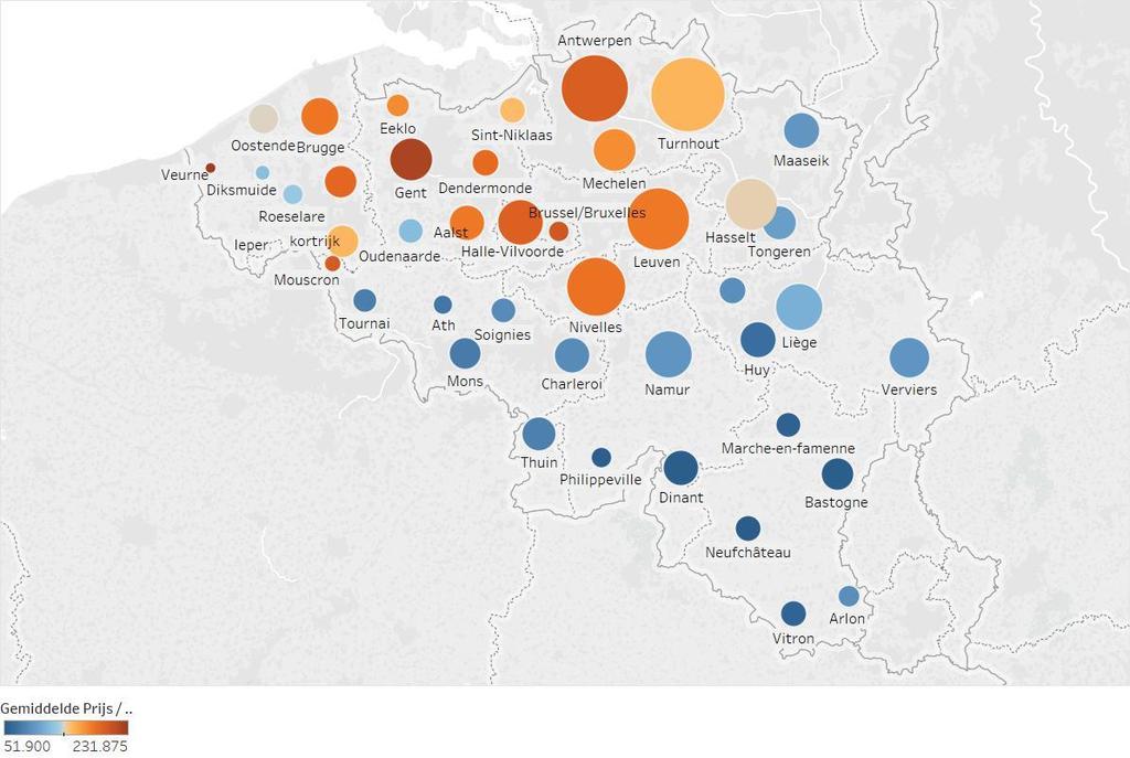 PRIJZEN VAN DE BOUWGRONDEN 1 STE TRIMESTER 2017 Net zoals bij de andere analyses hierboven, is de analyse van de bouwgronden gebaseerd op de effectieve transacties die in deze periode hebben