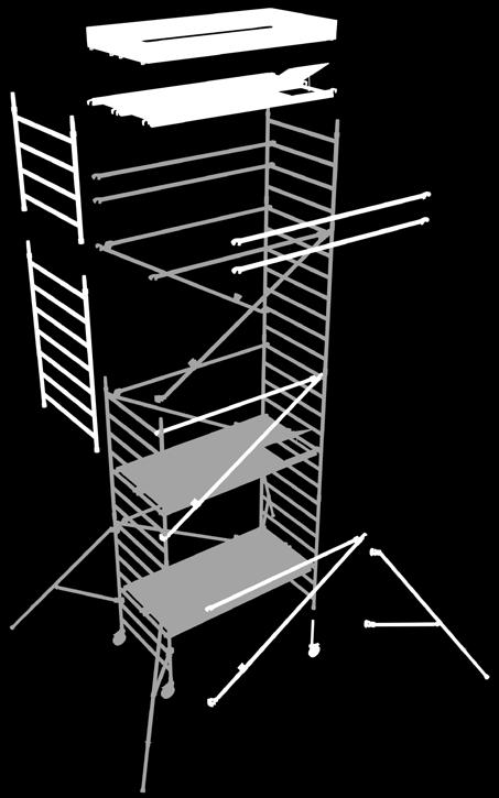 verticaal trap frame Het basis frame met geïntegreerde traptreden; garandeert een goede toegankelijkheid en optimale bewegingsvrijheid voor de gebruiker.