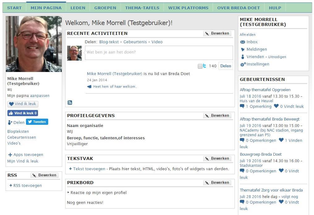 4 Mijn Pagina en Profiel Mijn Pagina is je persoonlijke pagina in de Breda Doet community.