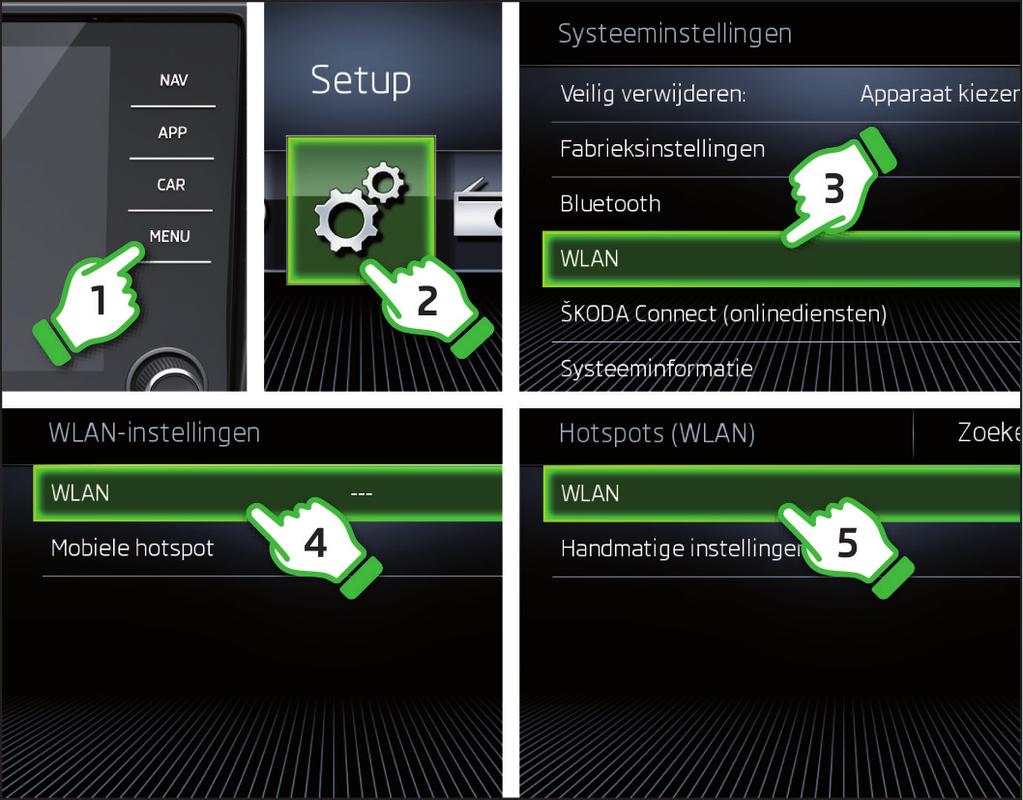 Verbindingsopbouw met de WLAN-hotspot Het contact en het