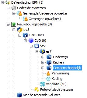 Figuur 166: Invoeren functionele delen van project De Verdieping in de software 5.2.